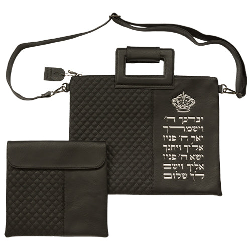 תיק מפואר לטלית דמוי עור שחור