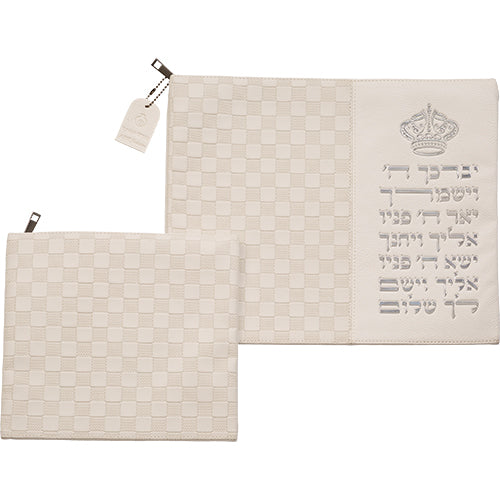 סט טלית ותפילין דמוי עור "יברכך" כסף