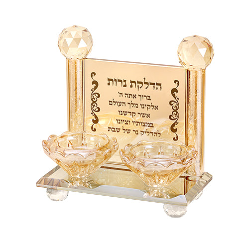 פמוטים קריסטל מהודרים עם הדלקת נרות