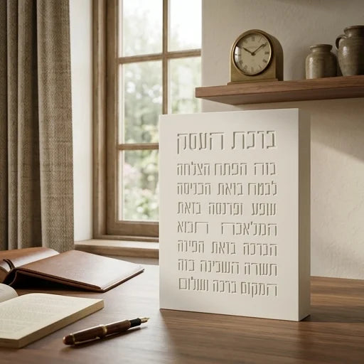 בלוק פולימר "ברכת העסק" בגוון בטון לבן