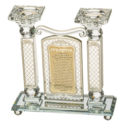 פמוטי קריסטל עם פלקטת הדלקת נרות "עיטורים"