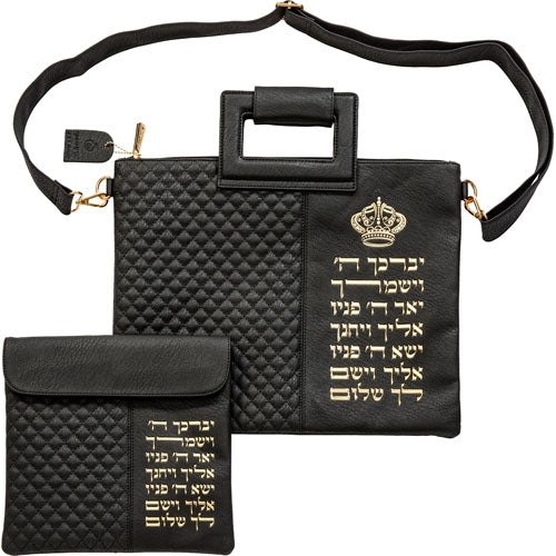 תיק מפואר לטלית דמוי עור שחור