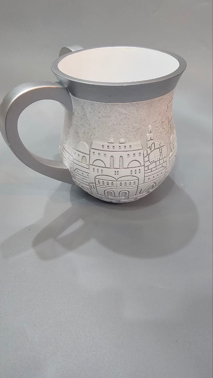 נטלה מעוצבת דגם ירושלים – לבן ואפור