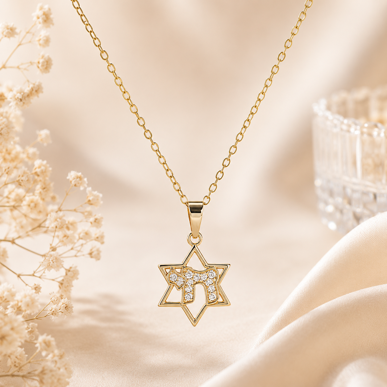 שרשרת תליון "חי" – בציפוי זהב